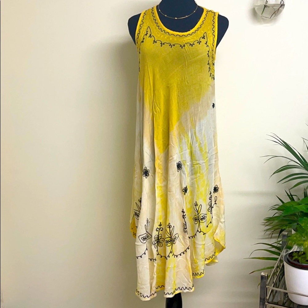 Yellow boho sleeveless dress